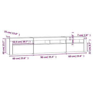 Έπιπλο Τηλεόρασης με LED Καφέ Δρυς 210x35x40 εκ. - Pakobazaar