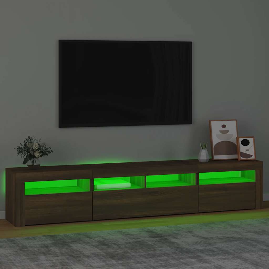 Έπιπλο Τηλεόρασης με LED Καφέ Δρυς 210x35x40 εκ.