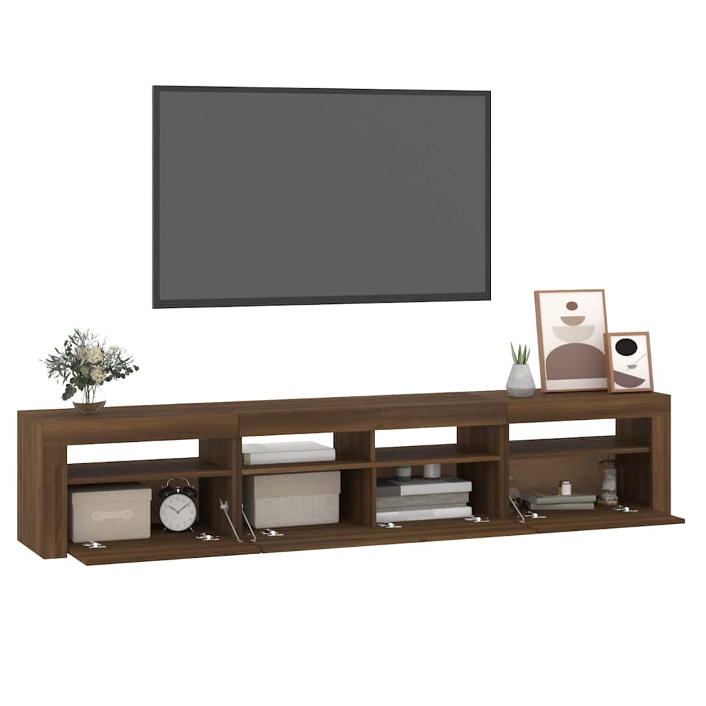Έπιπλο Τηλεόρασης με LED Καφέ Δρυς 210x35x40 εκ.
