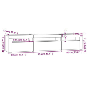 Έπιπλο Τηλεόρασης με LED Μαύρο 195x35x40 εκ.
