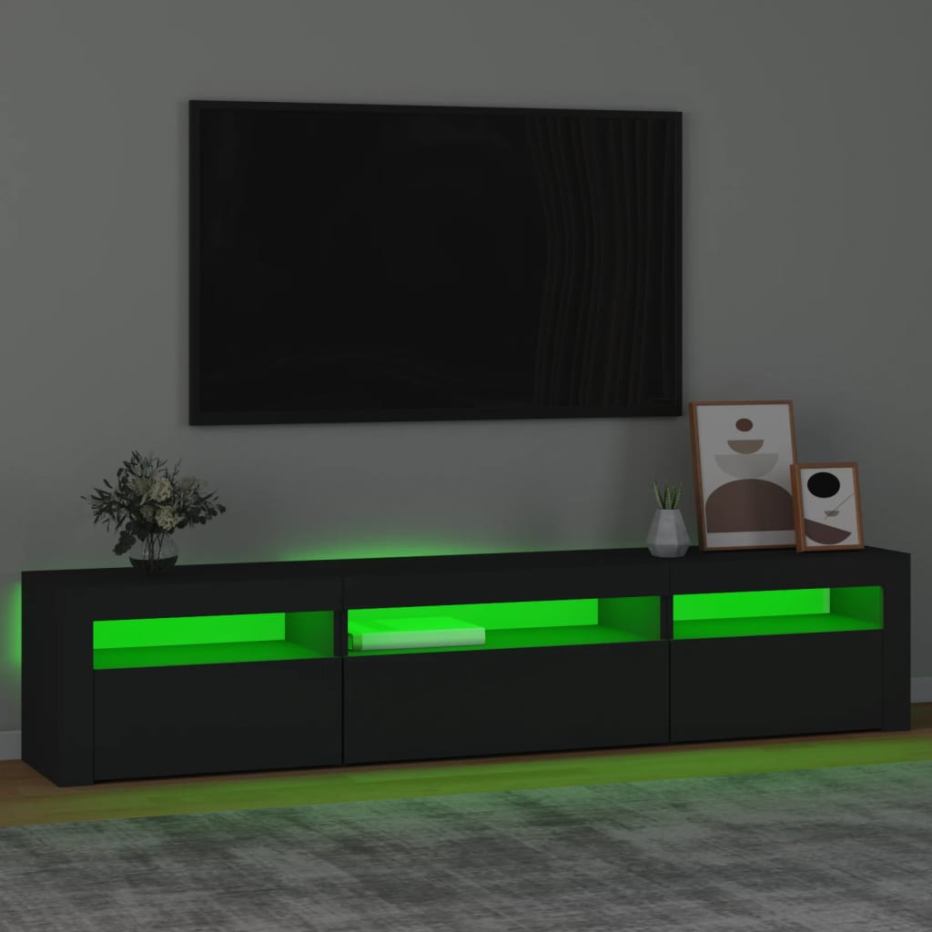 Έπιπλο Τηλεόρασης με LED Μαύρο 195x35x40 εκ.