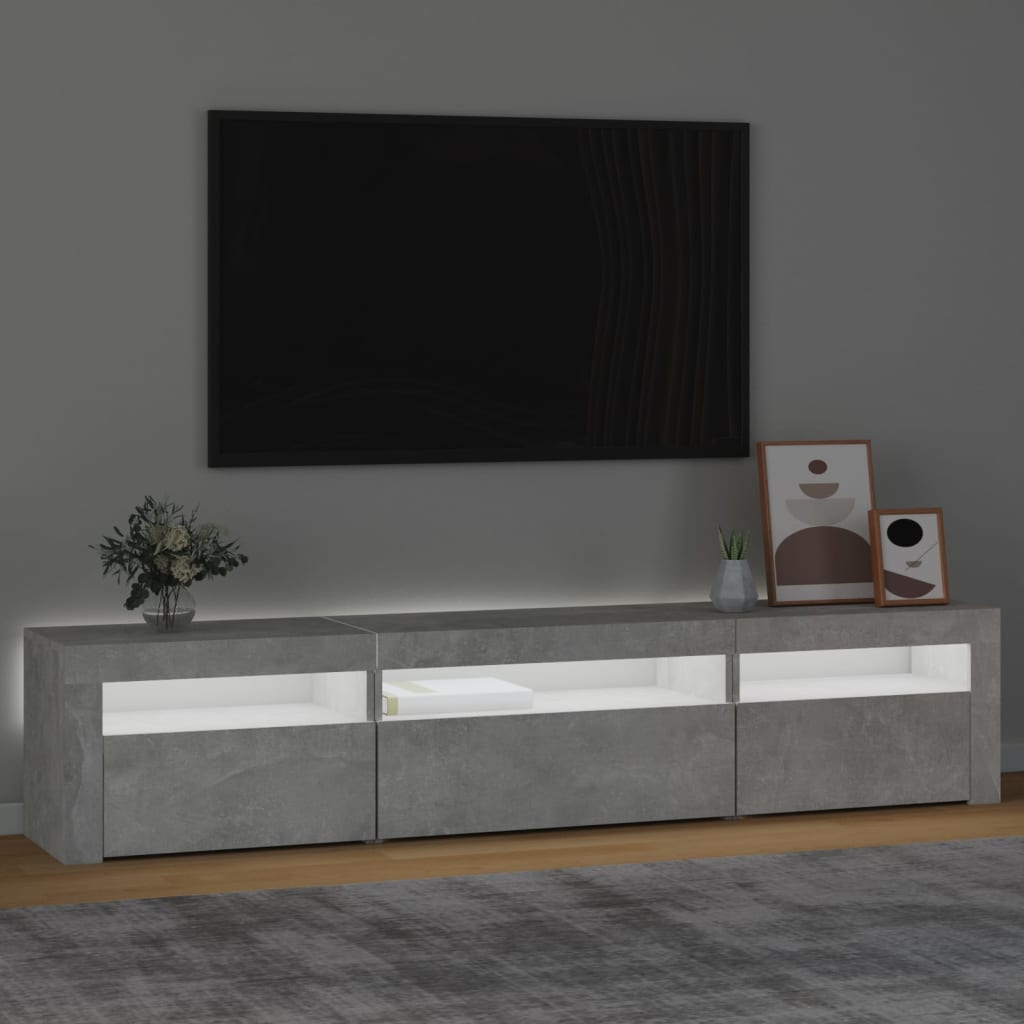 Έπιπλο Τηλεόρασης με LED Γκρι Σκυροδέματος 195x35x40 εκ. - Pakobazaar