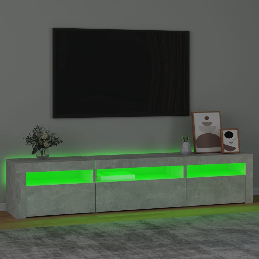 Έπιπλο Τηλεόρασης με LED Γκρι Σκυροδέματος 195x35x40 εκ. - Pakobazaar