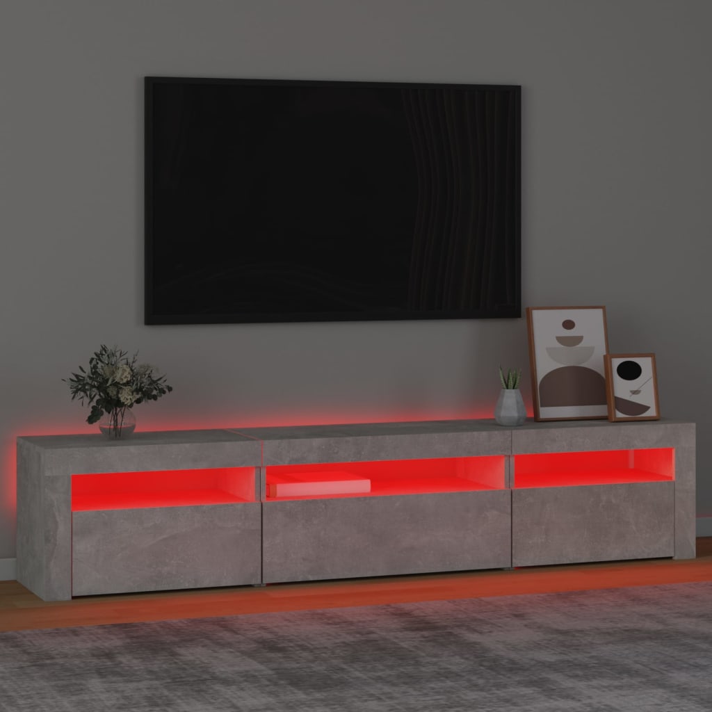 Έπιπλο Τηλεόρασης με LED Γκρι Σκυροδέματος 195x35x40 εκ. - Pakobazaar