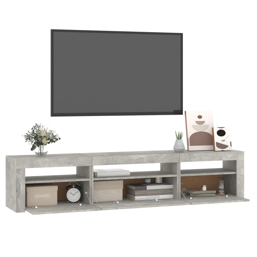 Έπιπλο Τηλεόρασης με LED Γκρι Σκυροδέματος 195x35x40 εκ. - Pakobazaar