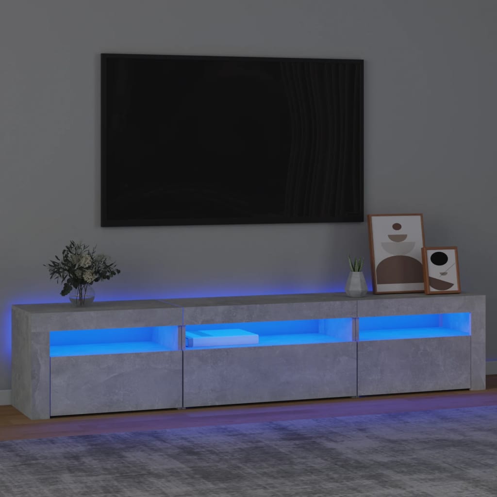 Έπιπλο Τηλεόρασης με LED Γκρι Σκυροδέματος 195x35x40 εκ. - Pakobazaar