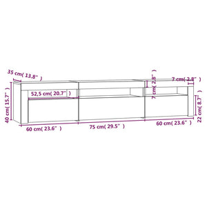 Έπιπλο Τηλεόρασης με LED Γκρι Sonoma 195x35x40 εκ. - Pakobazaar