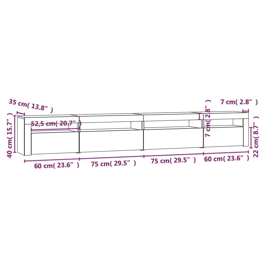 Έπιπλο Τηλεόρασης με LED Sonoma Δρυς 270x35x40 εκ. - Pakobazaar