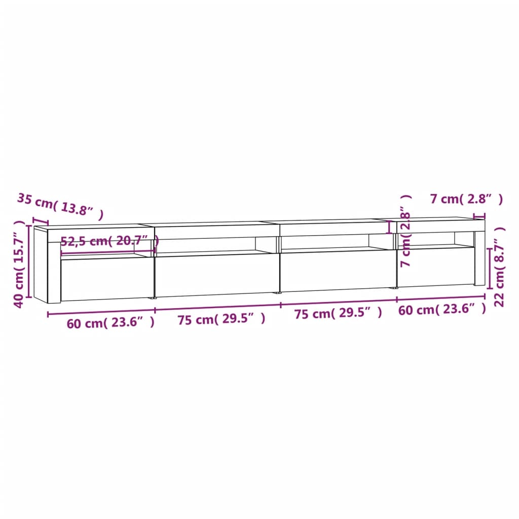 Έπιπλο Τηλεόρασης με LED Καφέ Δρυς 270x35x40 εκ.
