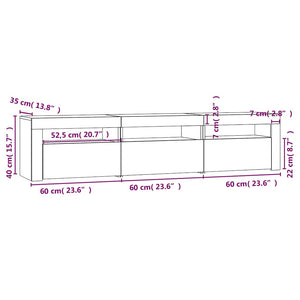 Έπιπλο Τηλεόρασης με LED Λευκό 180 x 35 x 40 εκ.