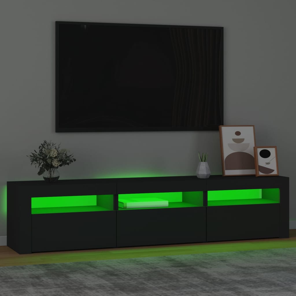 Έπιπλο Τηλεόρασης με LED Μαύρο 180x35x40 εκ.