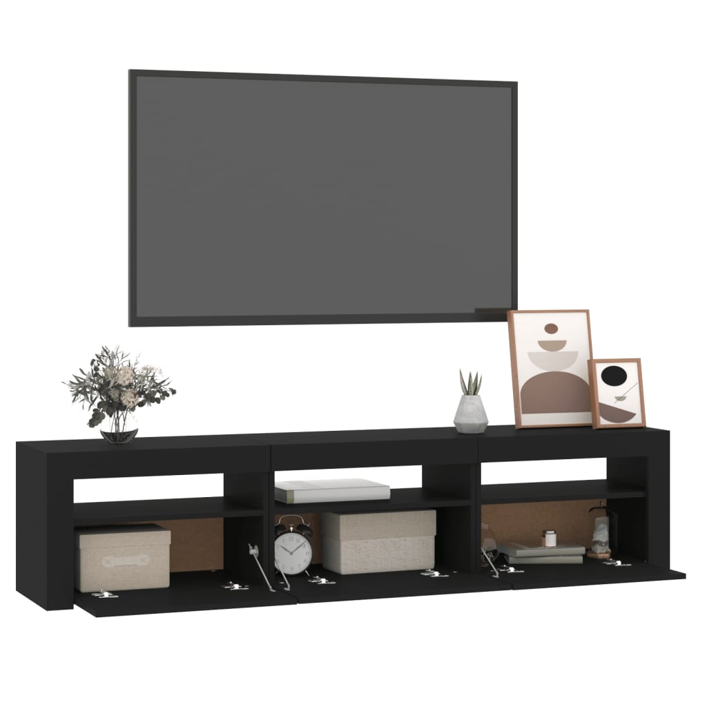 Έπιπλο Τηλεόρασης με LED Μαύρο 180x35x40 εκ.