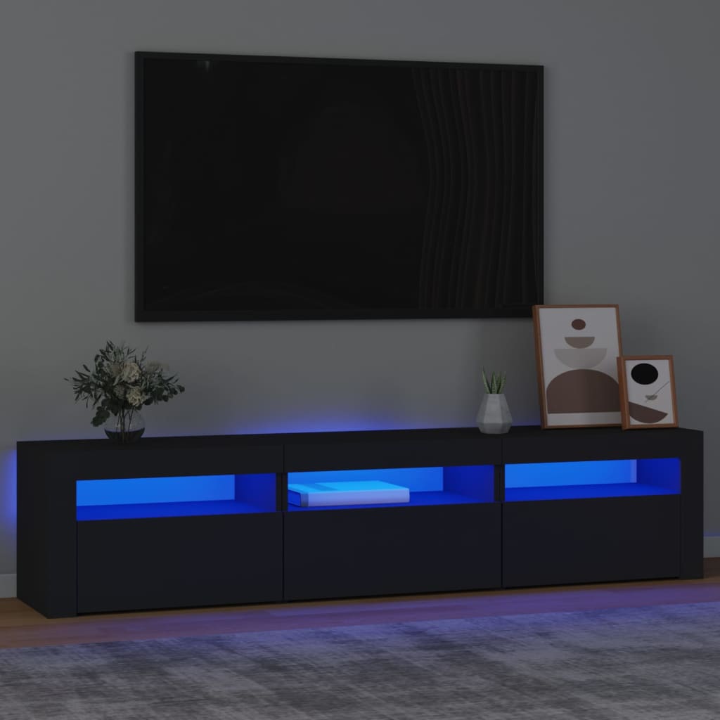 Έπιπλο Τηλεόρασης με LED Μαύρο 180x35x40 εκ.