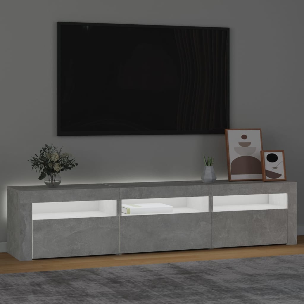 Έπιπλο Τηλεόρασης με LED Γκρι Σκυροδέματος 180x35x40 εκ. - Pakobazaar
