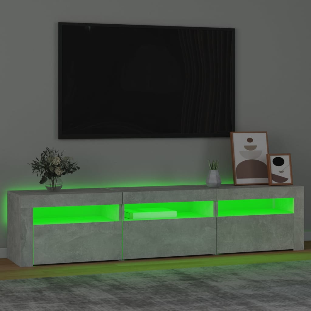 Έπιπλο Τηλεόρασης με LED Γκρι Σκυροδέματος 180x35x40 εκ. - Pakobazaar