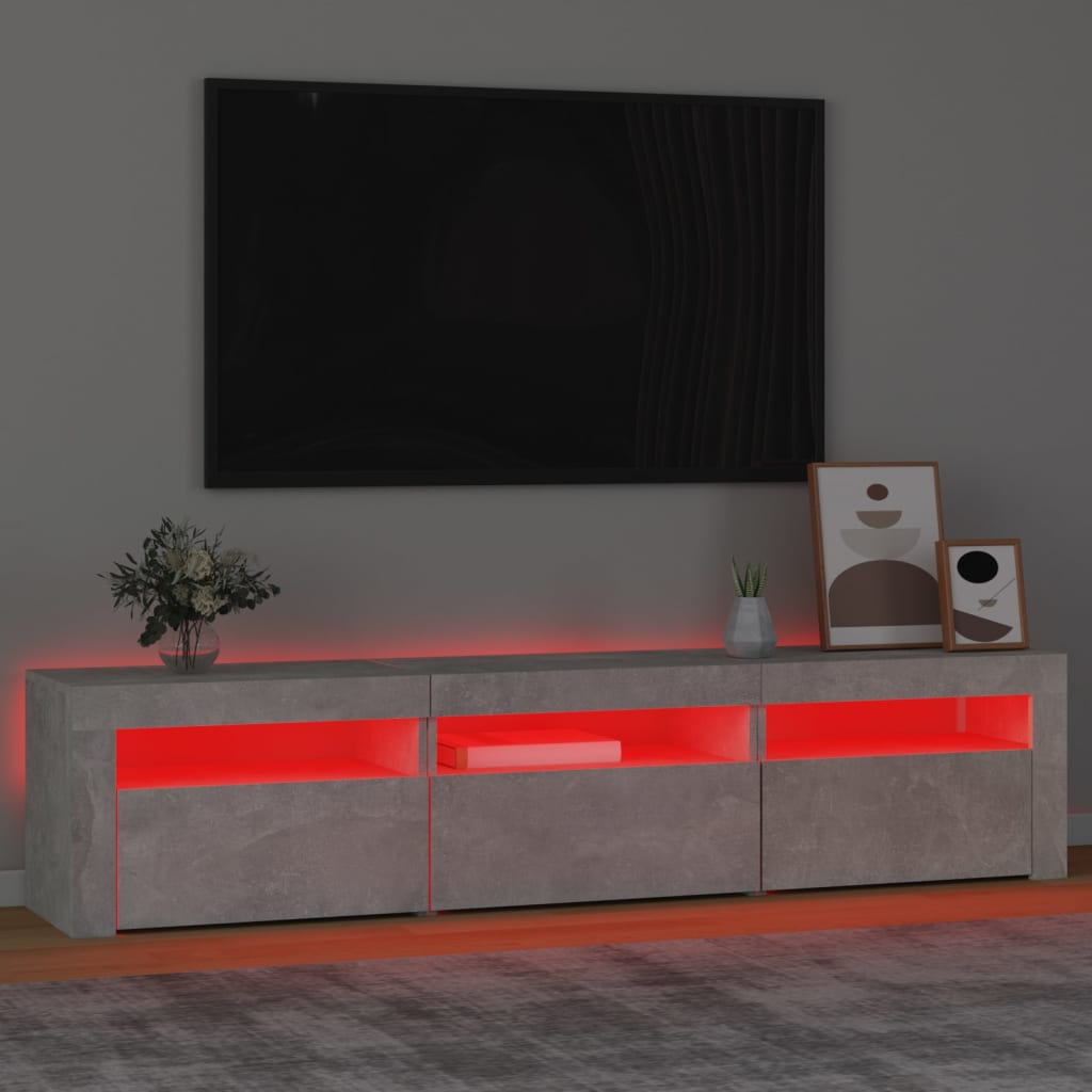 Έπιπλο Τηλεόρασης με LED Γκρι Σκυροδέματος 180x35x40 εκ. - Pakobazaar