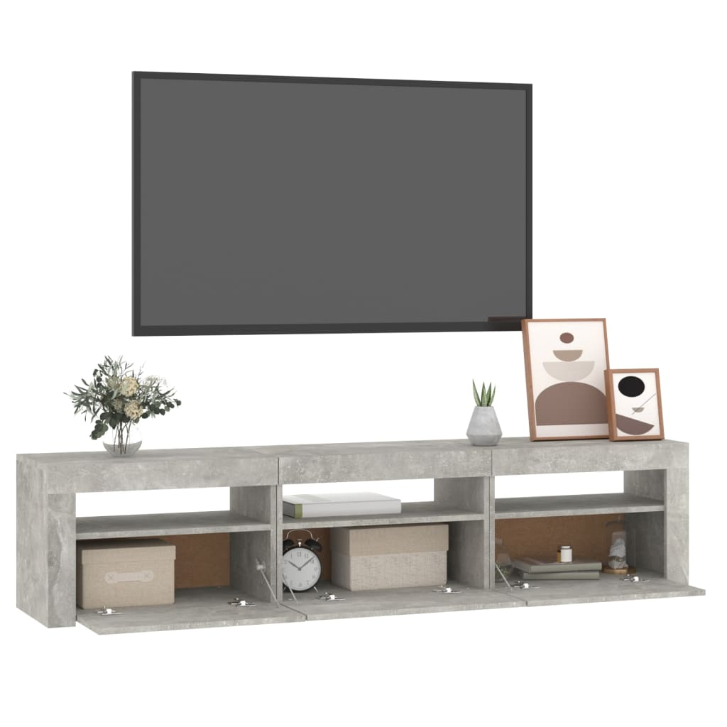 Έπιπλο Τηλεόρασης με LED Γκρι Σκυροδέματος 180x35x40 εκ. - Pakobazaar