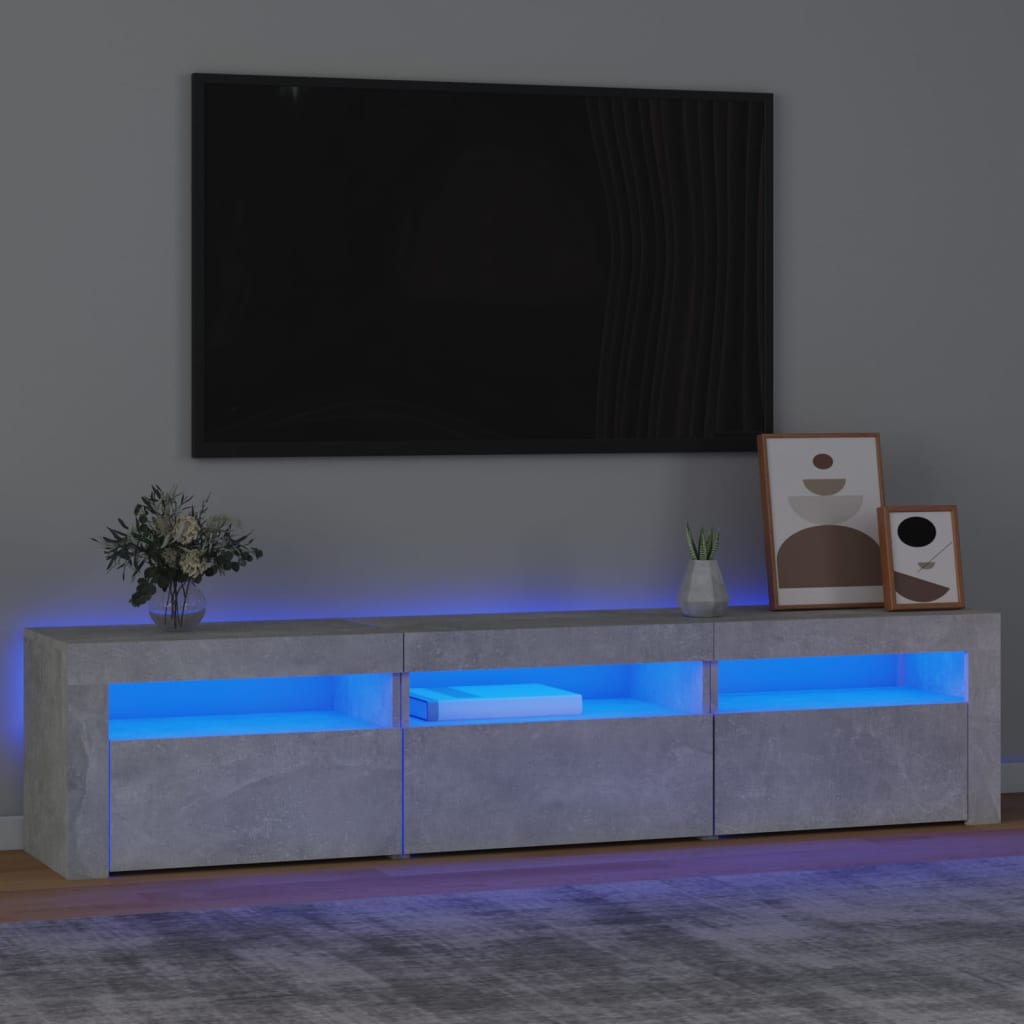 Έπιπλο Τηλεόρασης με LED Γκρι Σκυροδέματος 180x35x40 εκ. - Pakobazaar