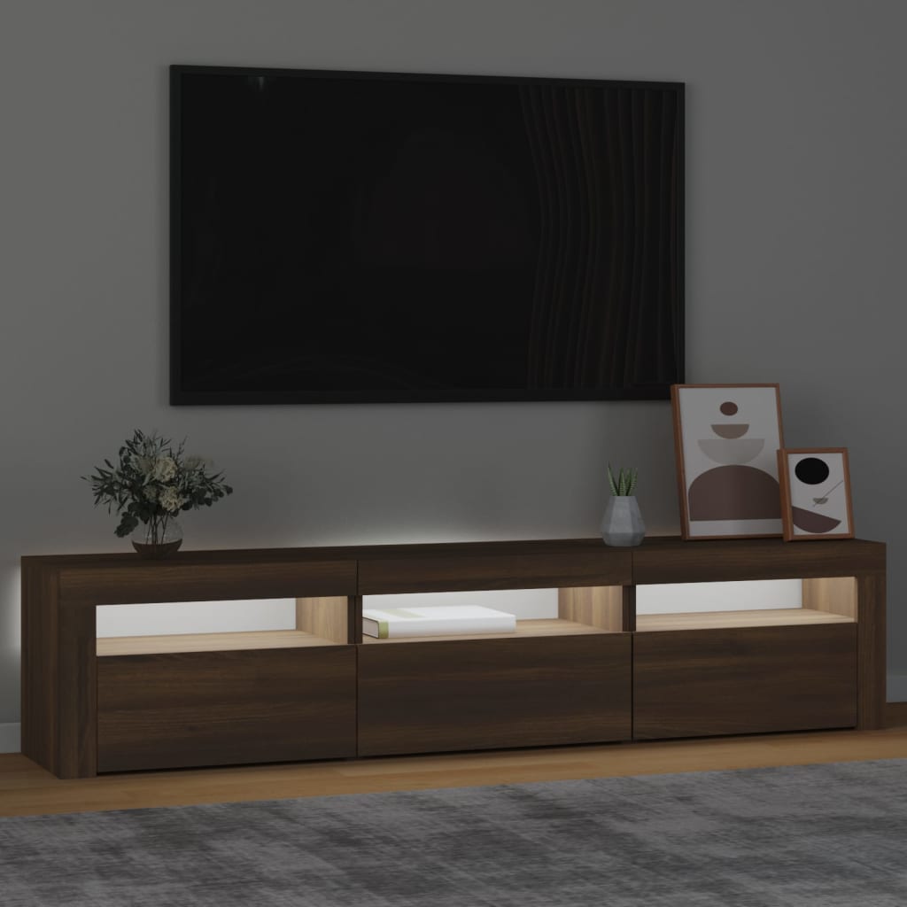 Έπιπλο Τηλεόρασης με LED Καφέ Δρυς 180x35x40 εκ.