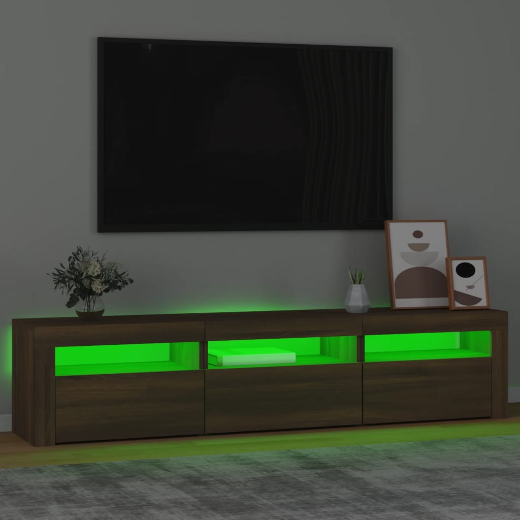 Έπιπλο Τηλεόρασης με LED Καφέ Δρυς 180x35x40 εκ.