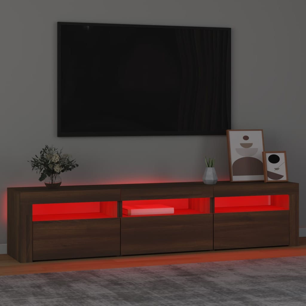 Έπιπλο Τηλεόρασης με LED Καφέ Δρυς 180x35x40 εκ.