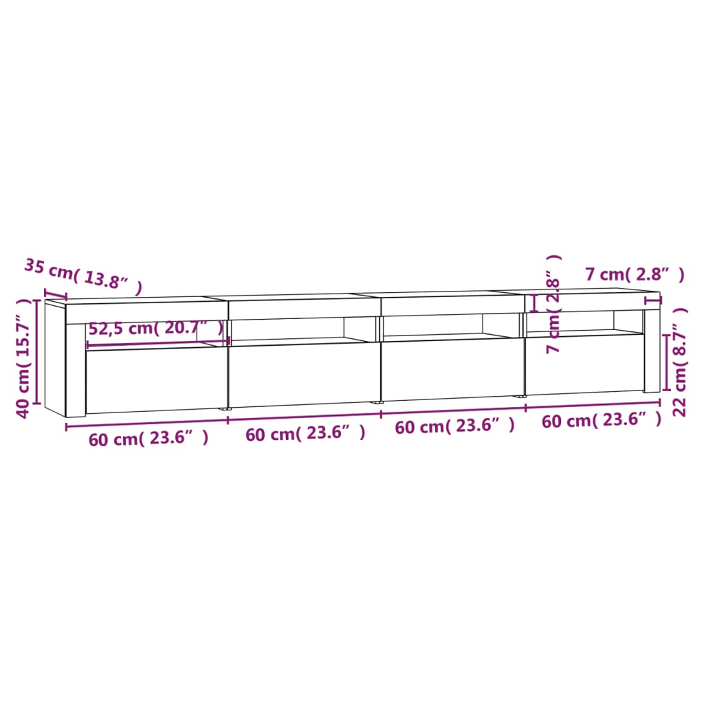 Έπιπλο Τηλεόρασης με LED Μαύρο 240x35x40 εκ. - Pakobazaar