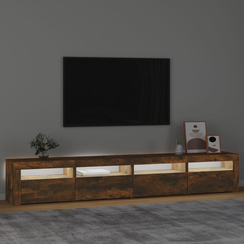 Έπιπλο Τηλεόρασης με LED Καπνιστή Δρυς 240x35x40 εκ.