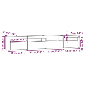 Έπιπλο Τηλεόρασης με LED Καπνιστή Δρυς 240x35x40 εκ.