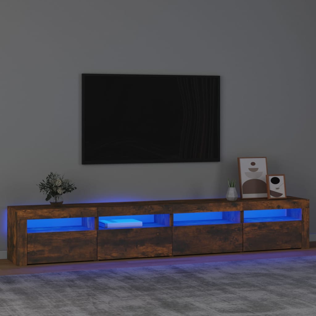 Έπιπλο Τηλεόρασης με LED Καπνιστή Δρυς 240x35x40 εκ.