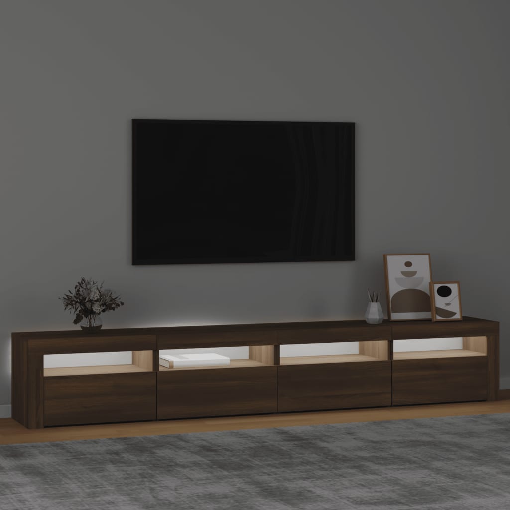 Έπιπλο Τηλεόρασης με LED Καφέ Δρυς 240x35x40 εκ.