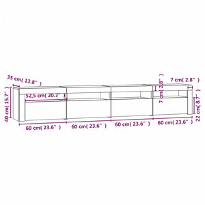 Έπιπλο Τηλεόρασης με LED Καφέ Δρυς 240x35x40 εκ.