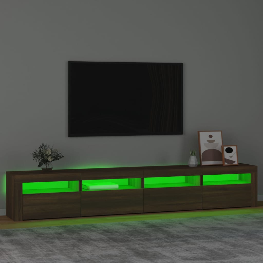 Έπιπλο Τηλεόρασης με LED Καφέ Δρυς 240x35x40 εκ.