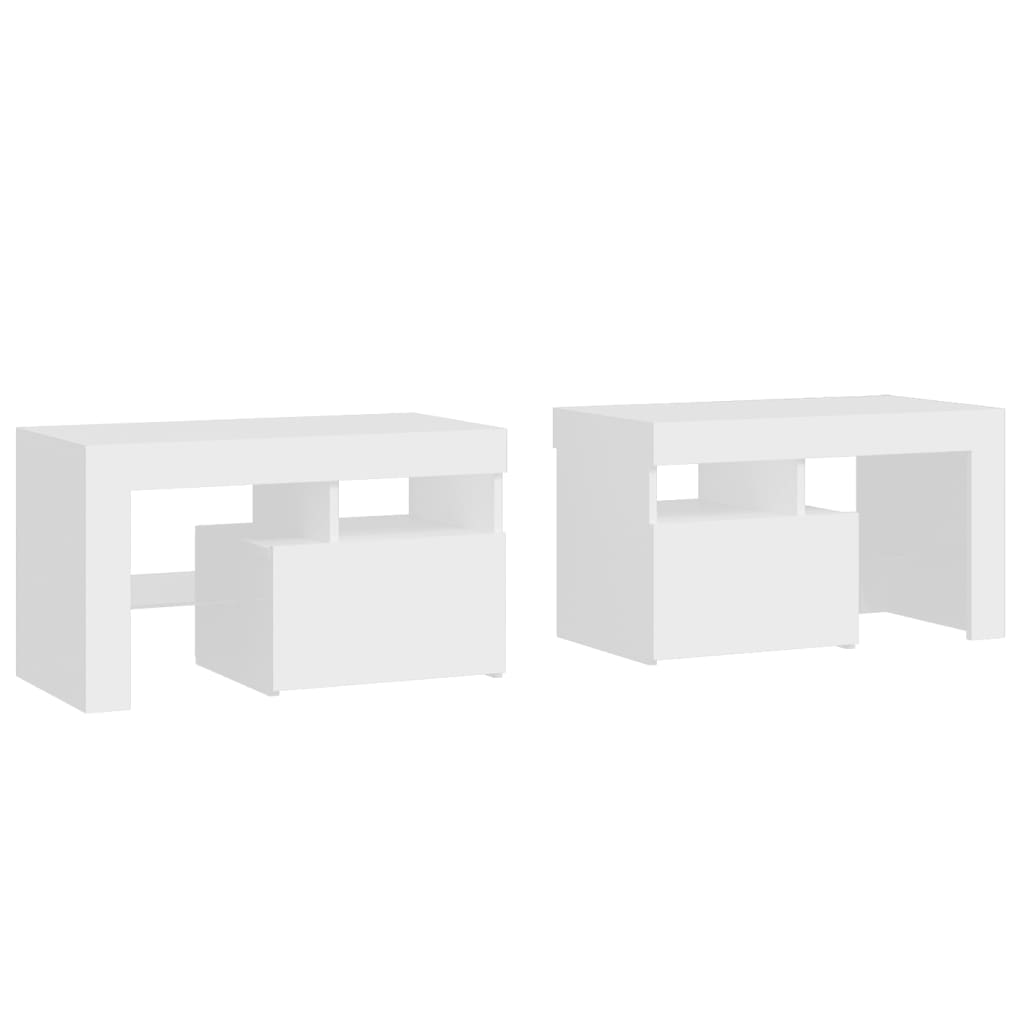 Κομοδίνα 2 τεμ. με LED Λευκό 70 x 36,5 x 40 εκ.