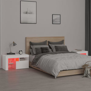 Κομοδίνα 2 τεμ. με LED Λευκό 70 x 36,5 x 40 εκ.