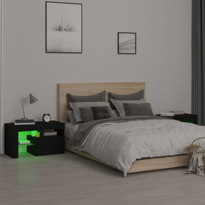 Κομοδίνα 2 τεμ. με LED Μαύρο 70 x 36,5 x 40 εκ.