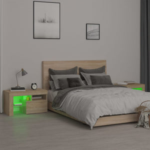 Κομοδίνα με LED 2 τεμ. Sonoma δρυς 70x36,5x40 εκ. - Pakobazaar