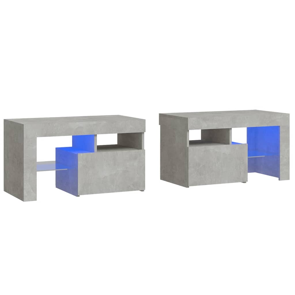 Κομοδίνα 2 τεμ. με LED Γκρι σκυροδέματος 70 x 36,5 x 40 εκ.
