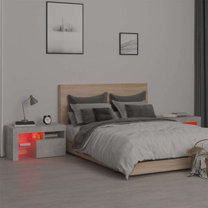 Κομοδίνα 2 τεμ. με LED Γκρι σκυροδέματος 70 x 36,5 x 40 εκ.