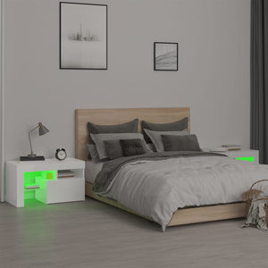 Κομοδίνα 2 τεμ. με LED Γυαλιστερό λευκό 70 x 36,5 x 40 εκ.
