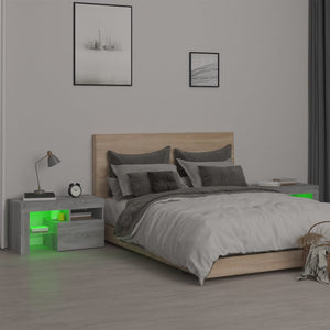Κομοδίνα με LED 2 τεμ. Γκρι Sonoma 70x36,5x40 εκ.