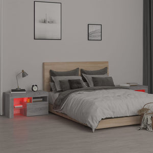 Κομοδίνα με LED 2 τεμ. Γκρι Sonoma 70x36,5x40 εκ.