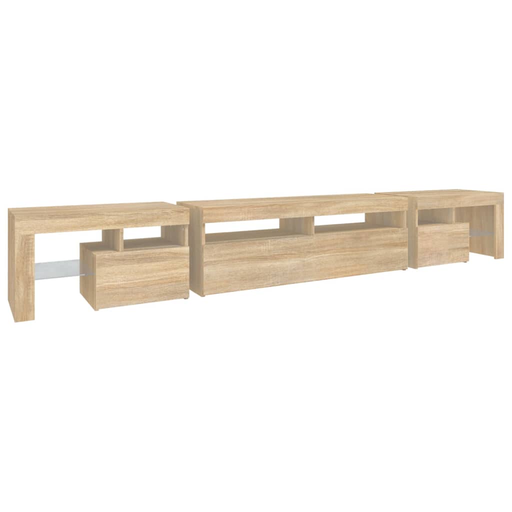 Έπιπλο Τηλεόρασης με LED Sonoma Δρυς 260x36,5x40 εκ. - Pakobazaar