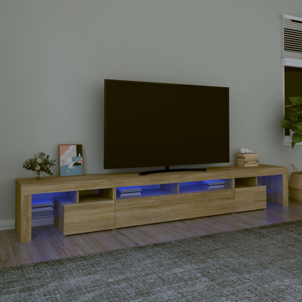Έπιπλο Τηλεόρασης με LED Sonoma Δρυς 260x36,5x40 εκ. - Pakobazaar