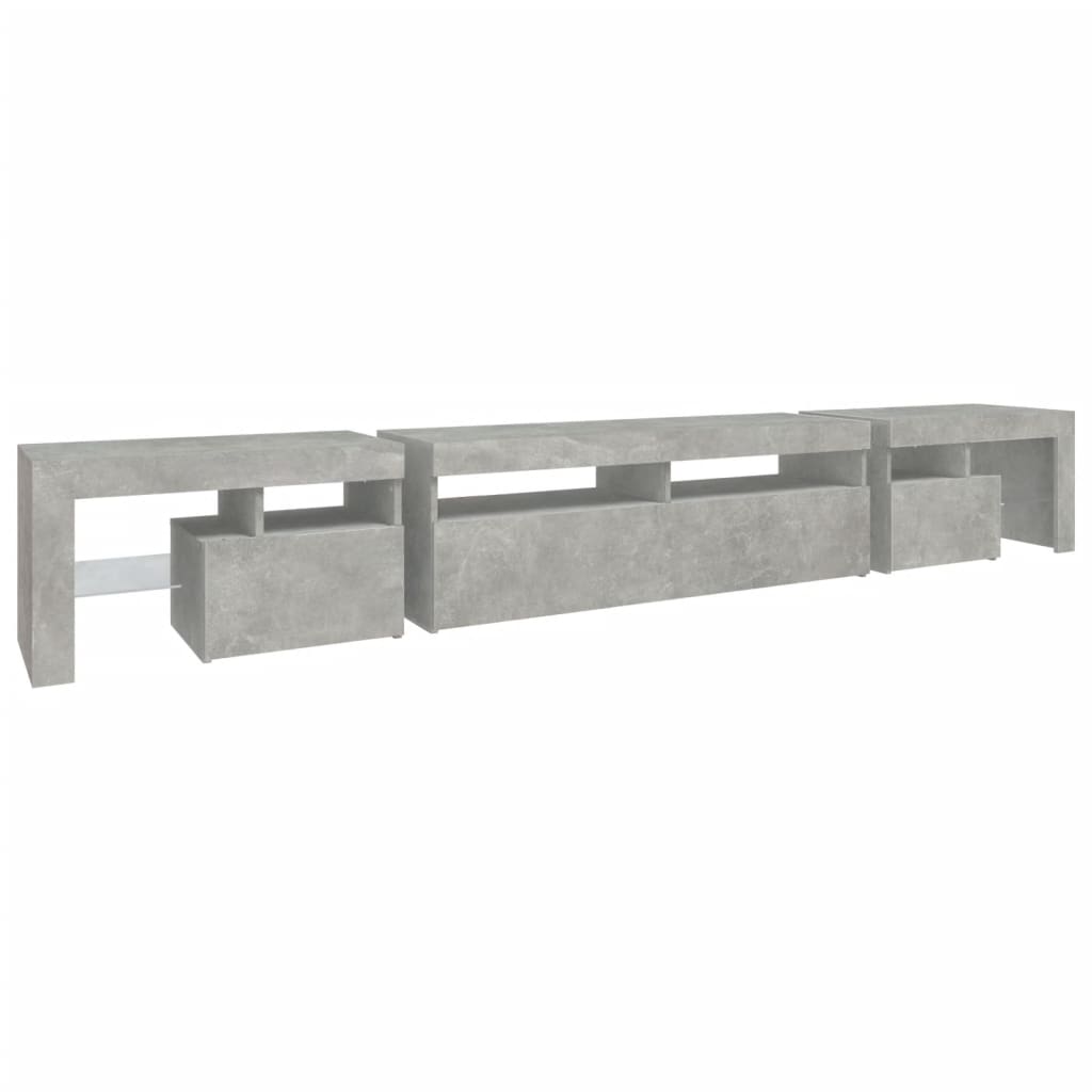 Έπιπλο Τηλεόρασης με LED Γκρι Σκυροδέματος 260x36,5x40 εκ.