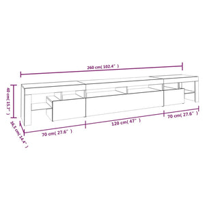 Έπιπλο Τηλεόρασης με LED Καπνιστή Δρυς 260x36,5x40 εκ. - Pakobazaar