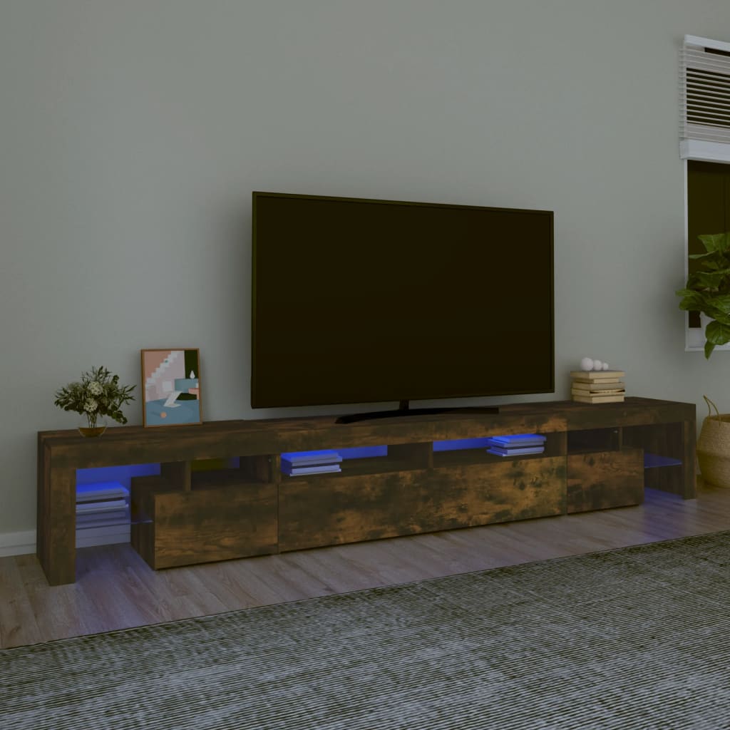 Έπιπλο Τηλεόρασης με LED Καπνιστή Δρυς 260x36,5x40 εκ. - Pakobazaar