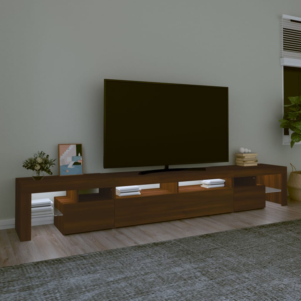 Έπιπλο Τηλεόρασης με LED Καφέ Δρυς 260x36,5x40 εκ. - Pakobazaar