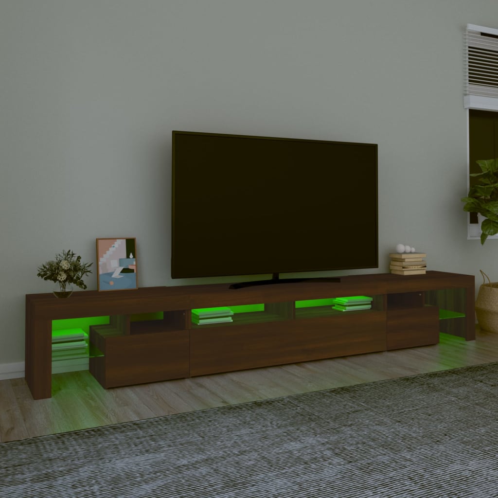 Έπιπλο Τηλεόρασης με LED Καφέ Δρυς 260x36,5x40 εκ. - Pakobazaar