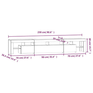Έπιπλο Τηλεόρασης με LED Καπνιστή Δρυς 230x36,5x40 εκ.