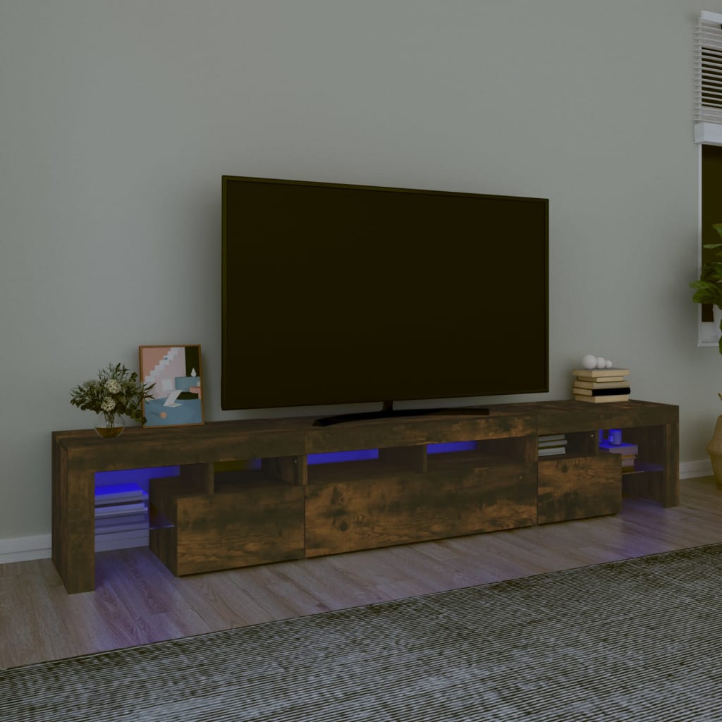 Έπιπλο Τηλεόρασης με LED Καπνιστή Δρυς 230x36,5x40 εκ.